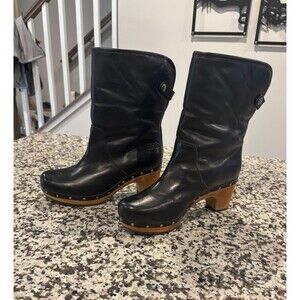 UGG Australia Lynnea Boots Leather Black Women US 7